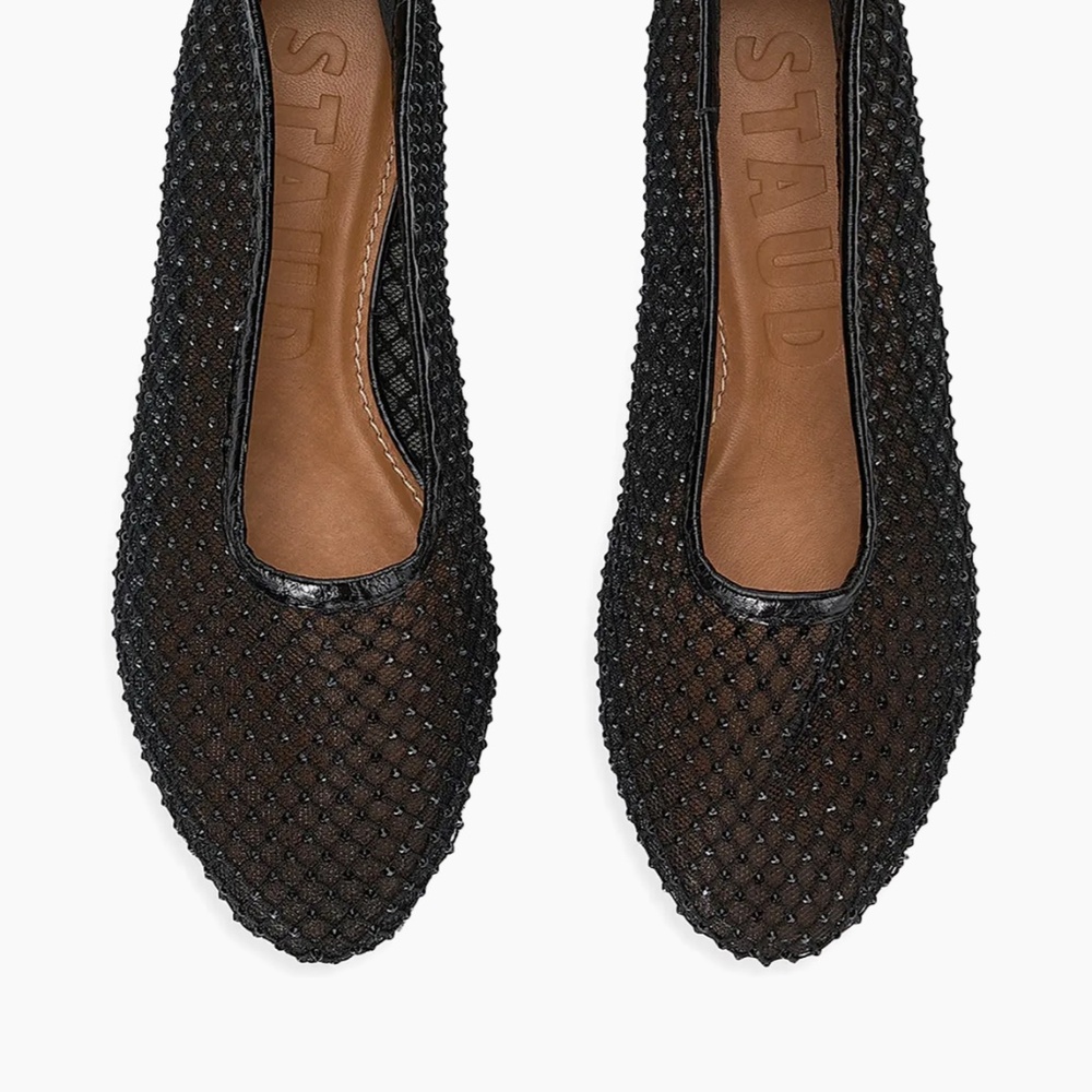 BRAND NEW IN BOX STAUD Alba Leather Ballet Flats Mesh Crystal